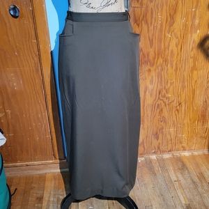 Womens Dress Career Sag Harbor Long Skirt Sz 14 Olive Green Modest.